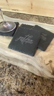 Gather Together Slate Square Coaster Set of 4