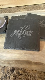 Gather Together Slate Square Coaster Set of 4