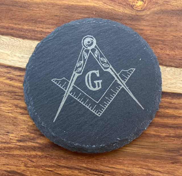 Masonic Slate Round Coaster Set of 4