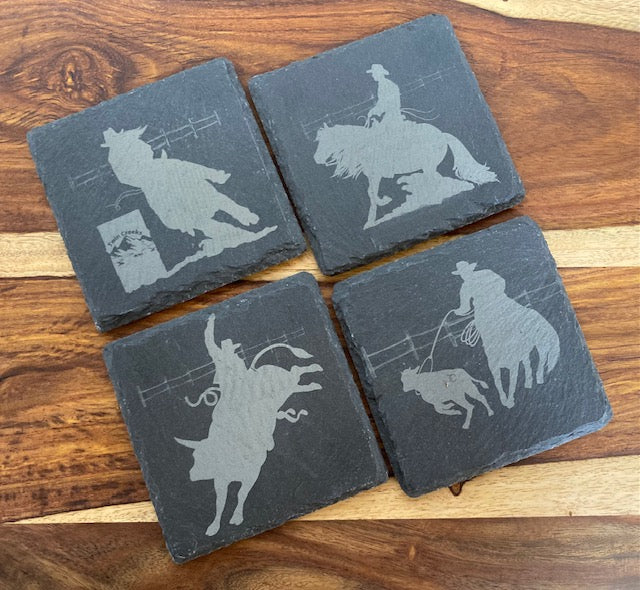 Rodeo Slate Square Coaster Set of 4