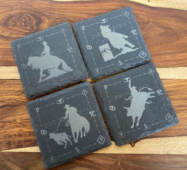 Rodeo Branded Slate Square Coaster Set of 4